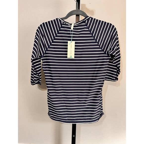 Sea Level Swim Chamarel 3/4 Sleeve Multifit Rash Vest Navy/White Womens 16 NWT - Picture 3 of 4